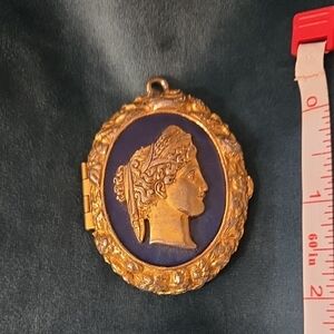 Elegant Gold and Blue Cameo Locket